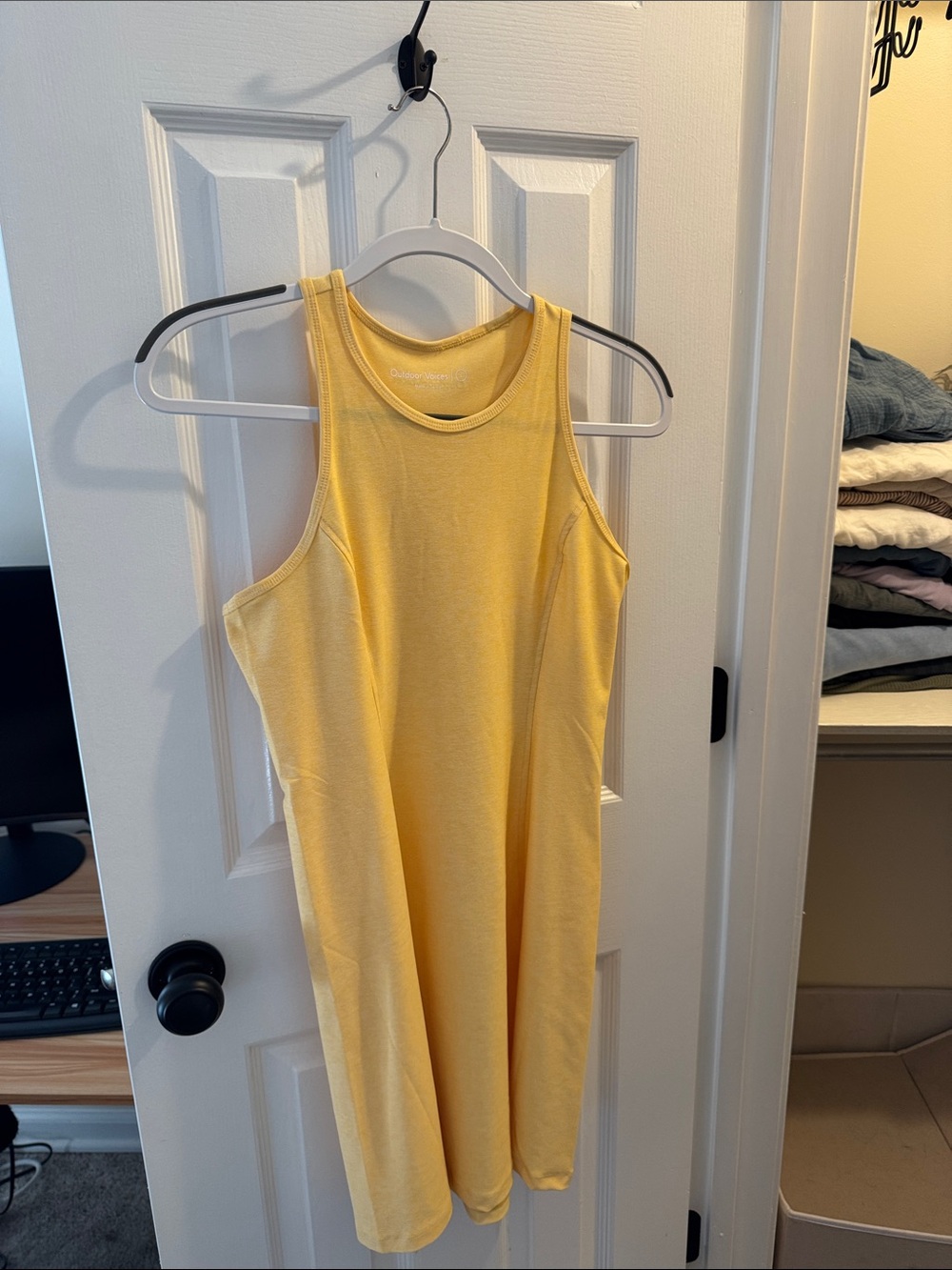 Outdoor Voices Sunny Yellow Ribbed Tank Dress
